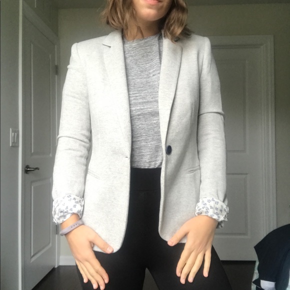ZARA casual grey blazer with elbow pads - Picture 2 of 4